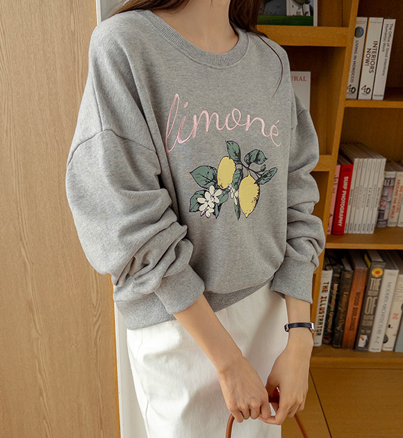 Lemon Print & Embroidered Sweatshirt