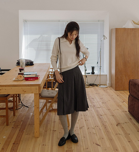 Pinstripe A-Line Skirt