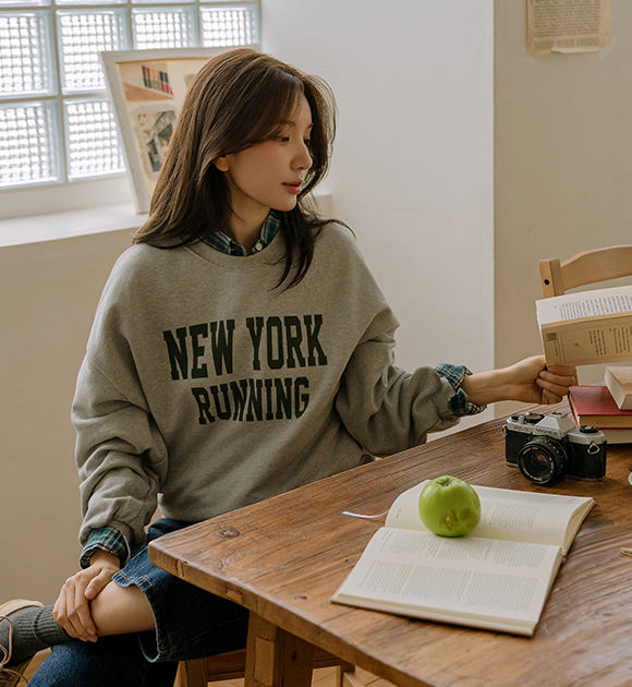 New York Running Lettering French Terry Sweatshirt