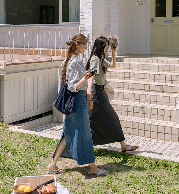 Airy Viscose Denim Skirt