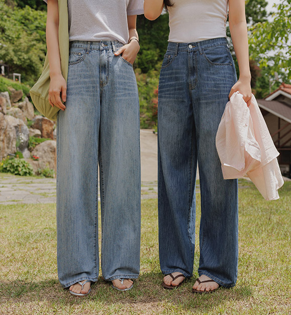 [❄️Cool Fabric/New Arrival!] Soft Airy Viscose Wide Jeans (Short/Long)