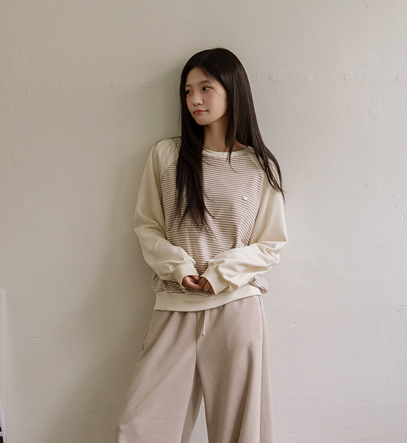 Curved-Stripe Color-Block Sweatshirt