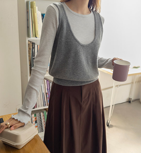 Wool-Blend U-Neck Knit Bustier