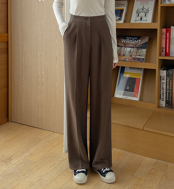 Lengthening Hidden-Band Pintuck Slacks (Short/Long)