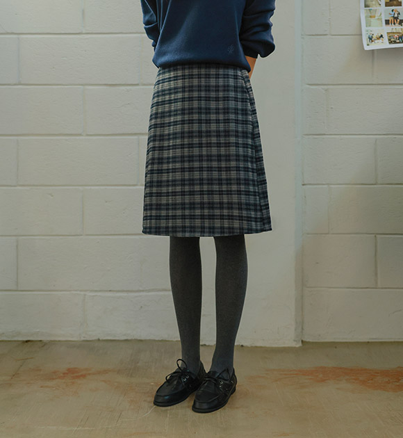 Slimming Cozy Peach A-Line Plaid Skirt