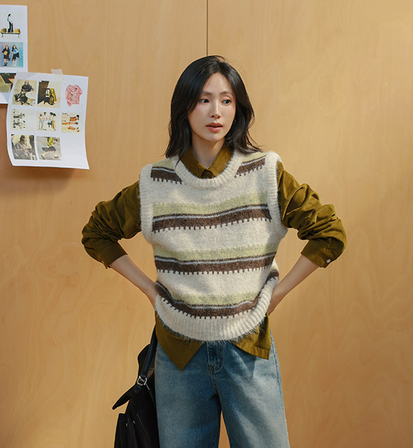 Roros Striped Knit Vest