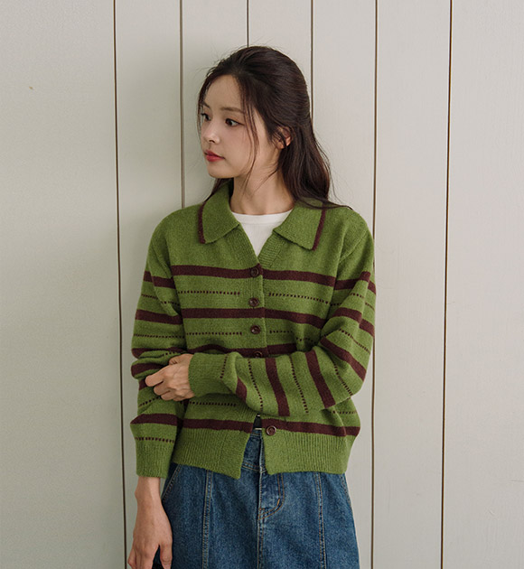 Stitch Collar Knit Cardigan