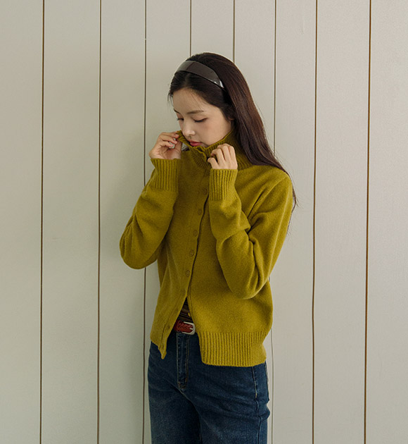 Miu Collared Turtleneck Knit Cardigan