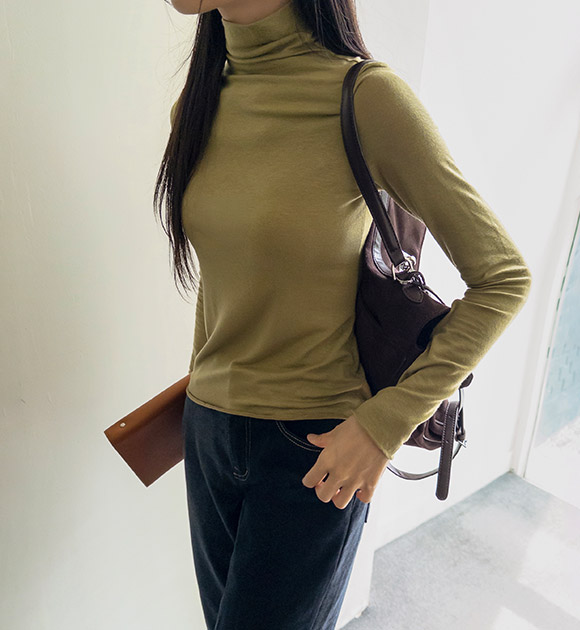 Soft Tencel Turtleneck Tee