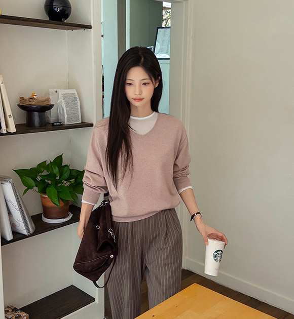 Clean-Fit Cashmere Knitwear (Round/V-Neck)