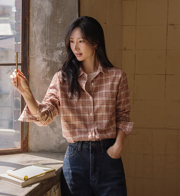 [Wardrobe Favorite ✨/ Classic] [JUST BETTER] Ordinary Brushed Check Shirt