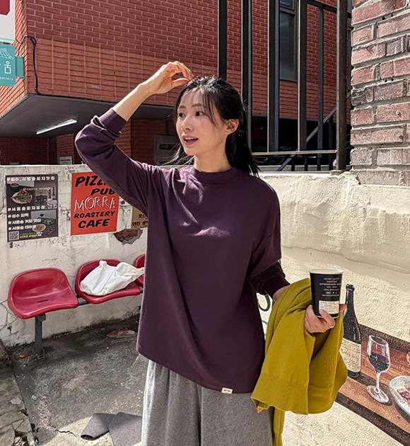 [Everyday Essential ♥][JUST BETTER] Soft Peach Half-Neck Tee