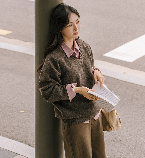 Choice V-necked Loose Fit Wool Knitwear