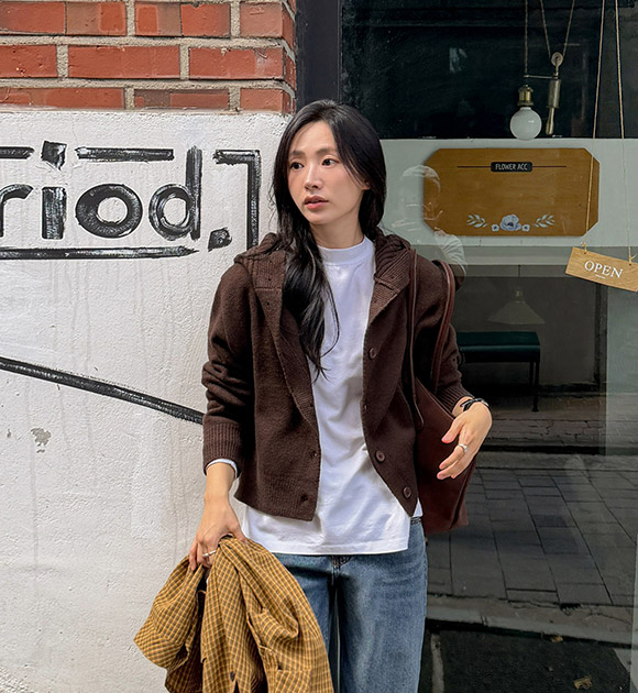 Cozy Wool Button-Up Hooded Cardigan