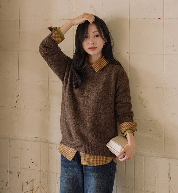 Hairy Round-Neck Chunky Knitwear