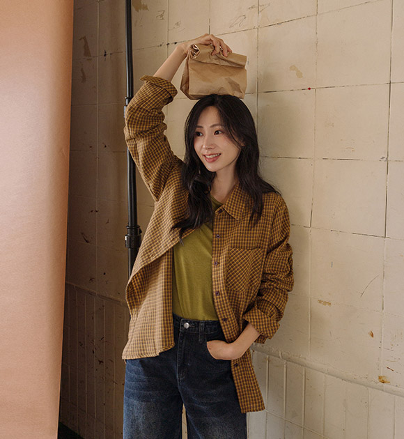 [Vintage Charm🍂 / Layering Essential] [JUST BETTER] Henry Brushed Check Shirt