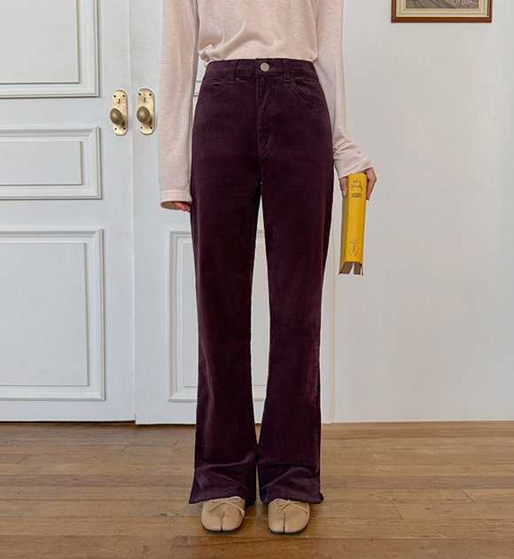 Stretchy Corduroy Slit Pants