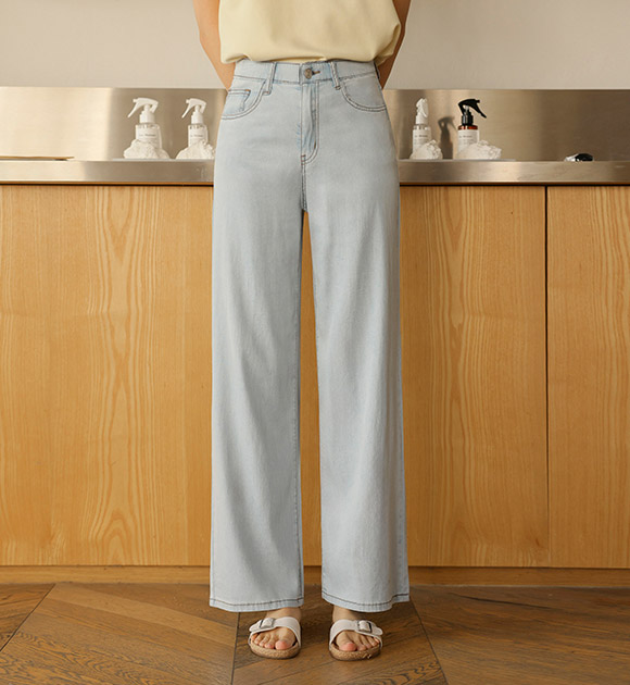 [🏆Over 60,000 Sold/Cool Fabric🏆] Honey Stretch Air Tencel Cooling Wide Jeans (Short/Long)