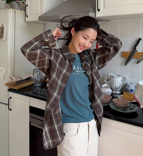 Roedy Peach-Fleece Check Shirt