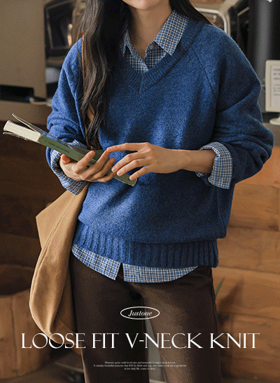 Soft Fuzzy V-Neck Raglan Knitwear