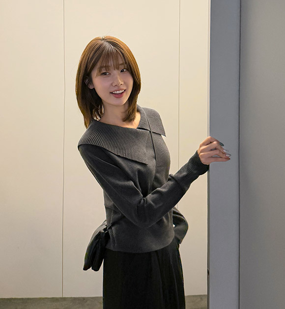 Ruel Wide-Collar Knit Sweater