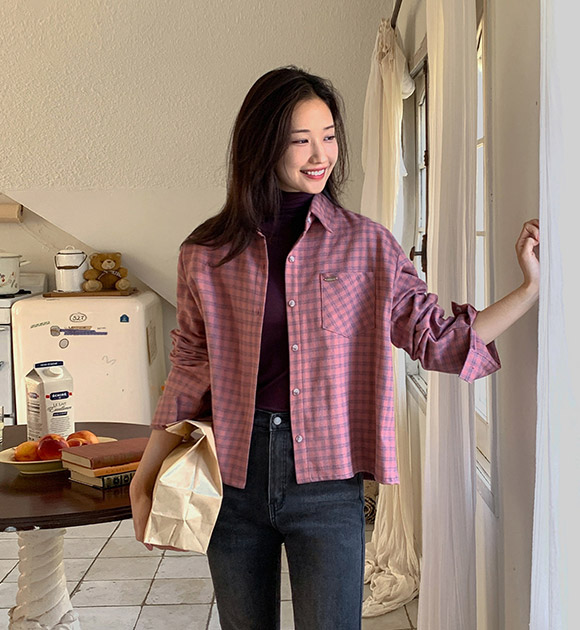 Brielle checkered fleece shirt