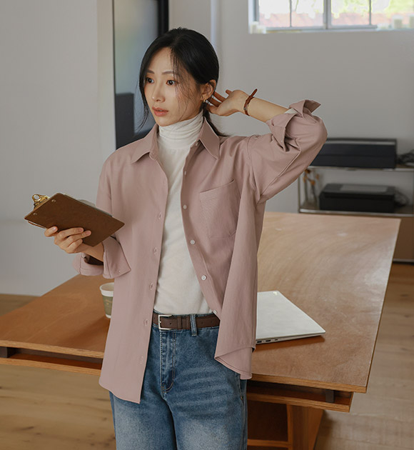 [Changing the Standard of Basic Shirts✨][JUST BETTER] Density Sturdy Collar Shirt