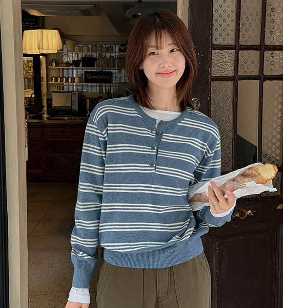 Poise Half-Open Striped Cashmere Knitwear